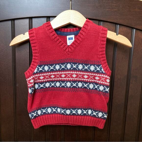 Janie and Jack Other - Janie and Jack Fair Isle Sweater Vest Maroon Blue White 6-12 Months